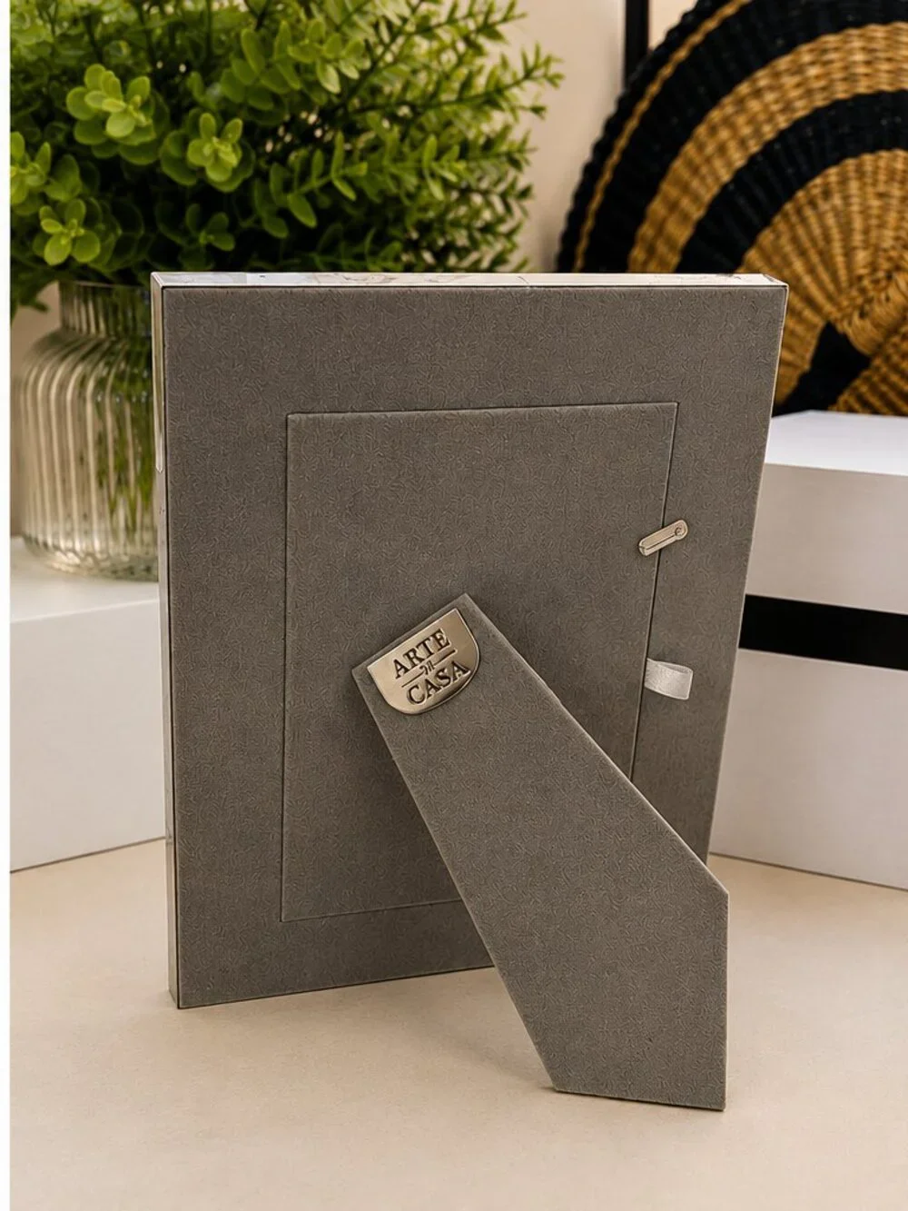 Arte De Casa 5x7 Silver Mirrored Ivory Tabletop Picture Frame Easel Modern Glam